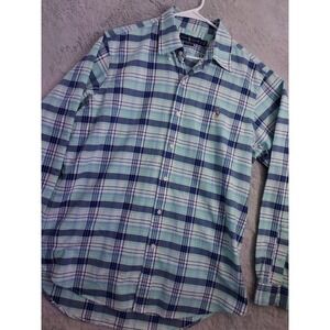Polo Ralph Lauren Shirt Mens Large Chambray Oxford Flesh Pony Preppy Colorful